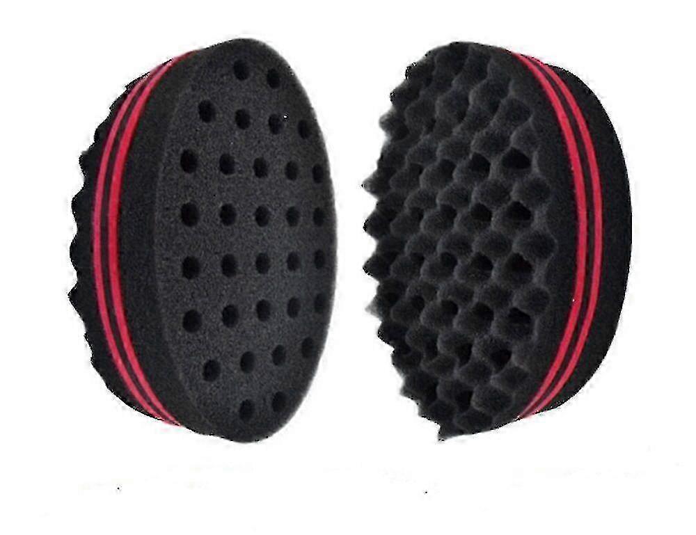 2pc Double Side Barber Hair Brush Sponge Locking Afro Curl Twist Dreads Coil Wave