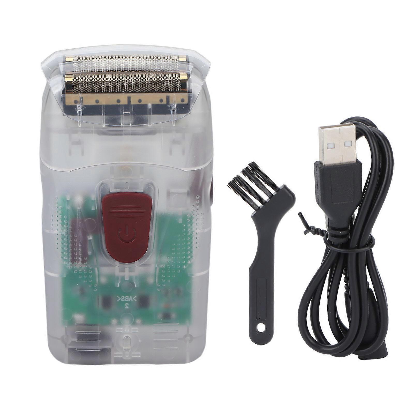 Electric Razor USB Charging Floating Double Blade Waterproof Transparent Shell Wet Dry Shaver for Men