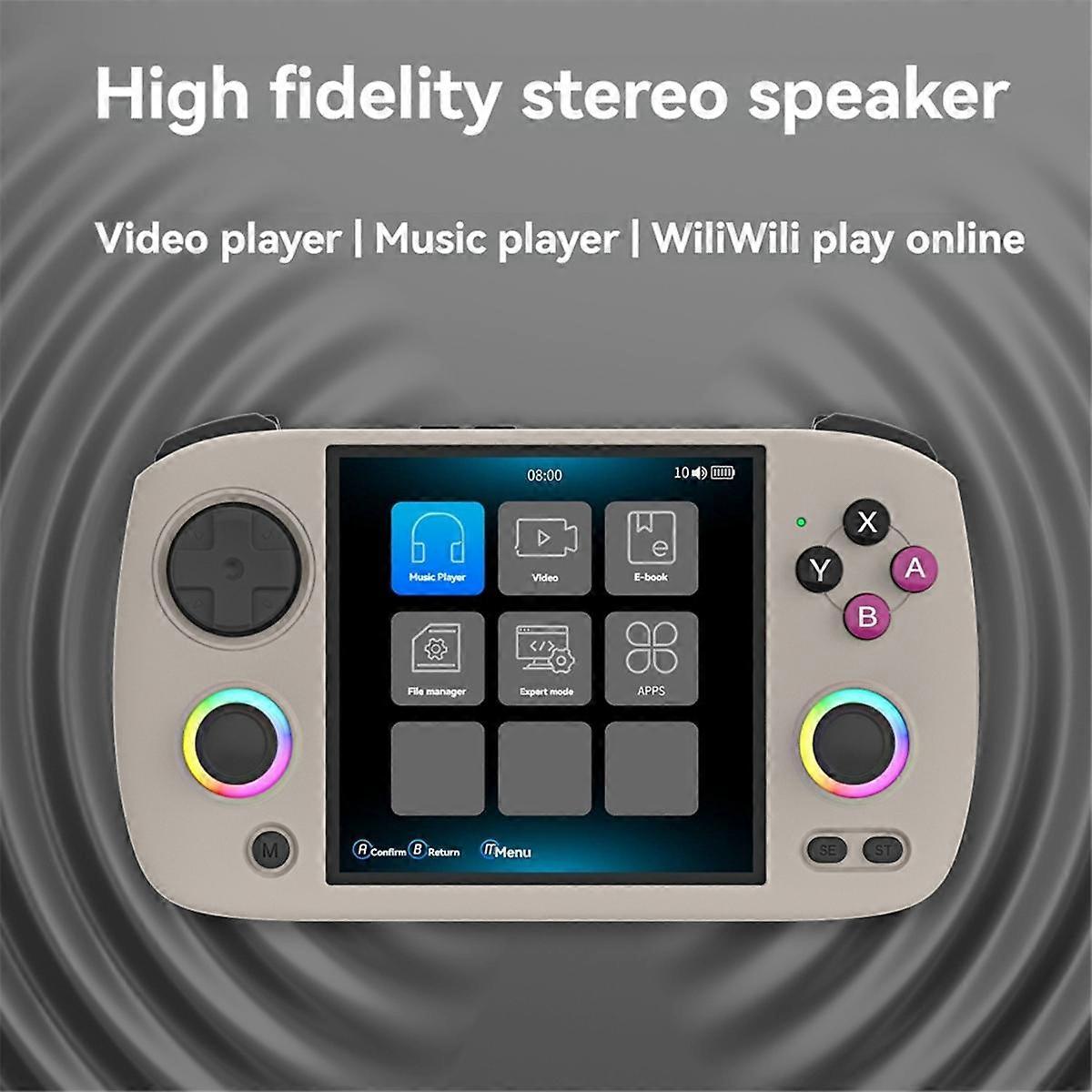 RG CubeXX Retro Handheld Games Console 32GB RGB Joystick Video Gaming Player Supports WIFI Bluetooth Gray