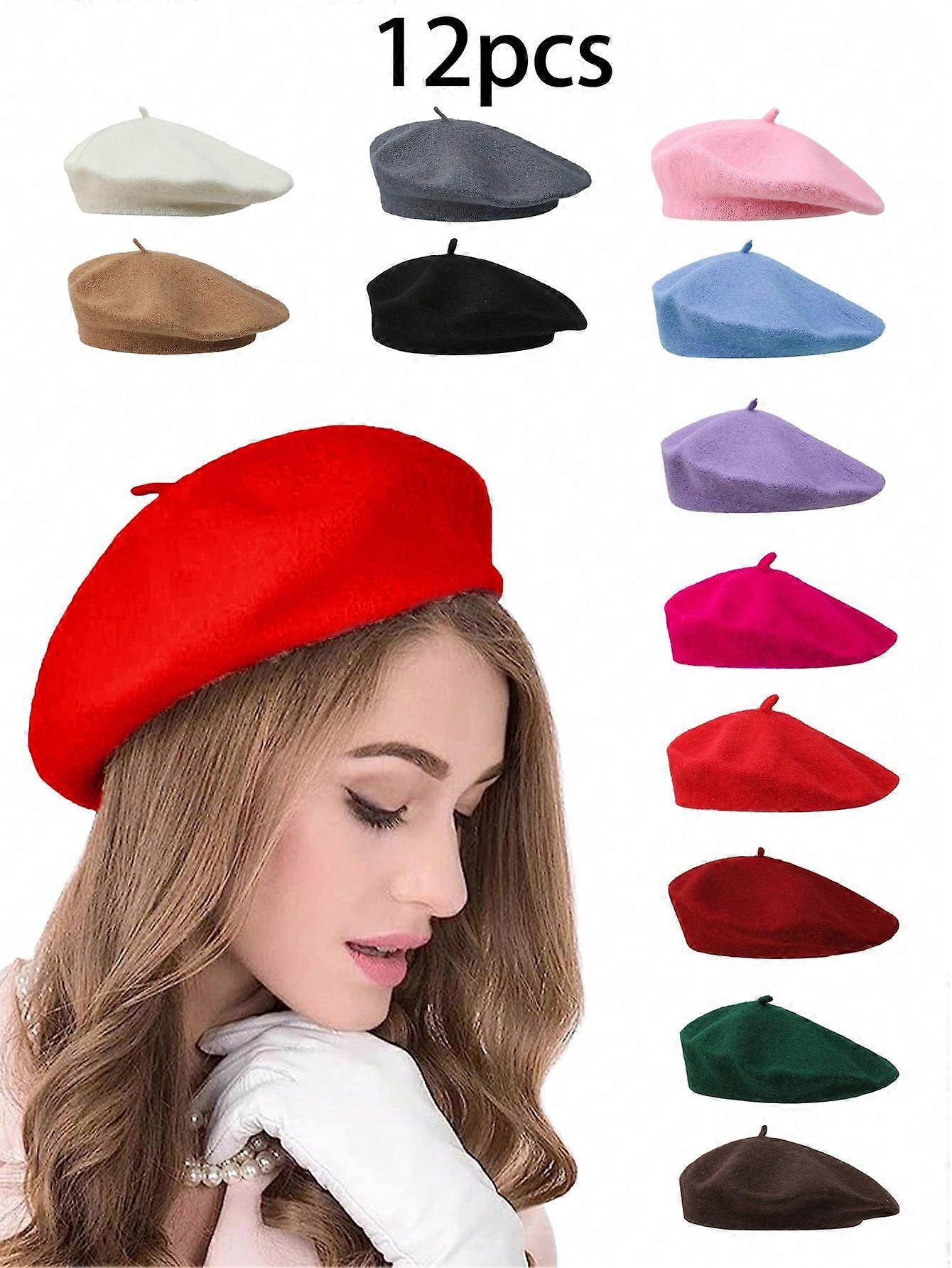 نسائي خريف / شتاء محبوك دافئ على الطراز الفرنسي قبعة صغيرة ، مناسب للارتداء اليومي ، قبعة فرنسية ، هدية