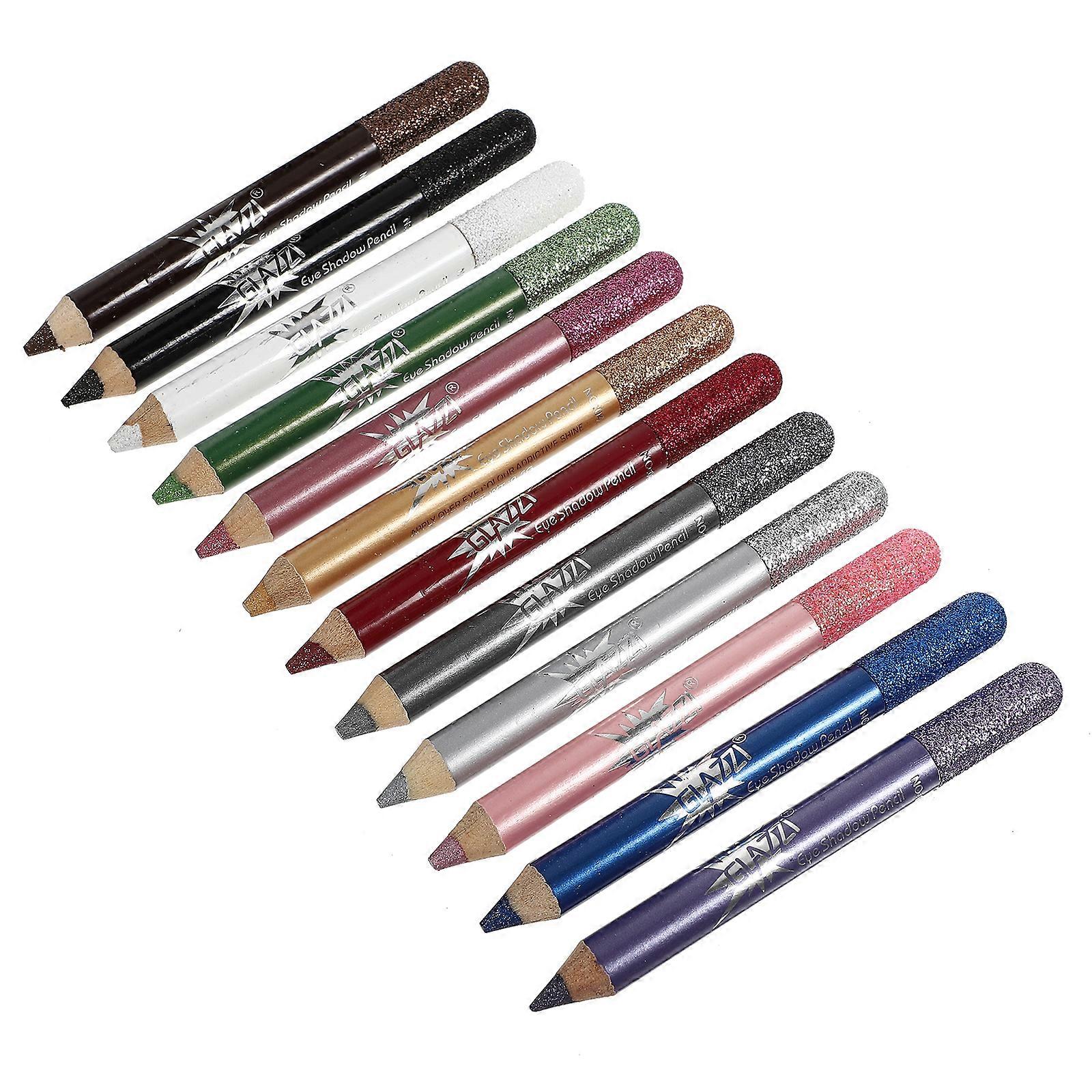 12 stuks make-up oogschaduw hout potlood eyeliner nuttige oogschaduw pen natuurlijke look eyes liner oog definiëren liner meisje oogschaduw stick