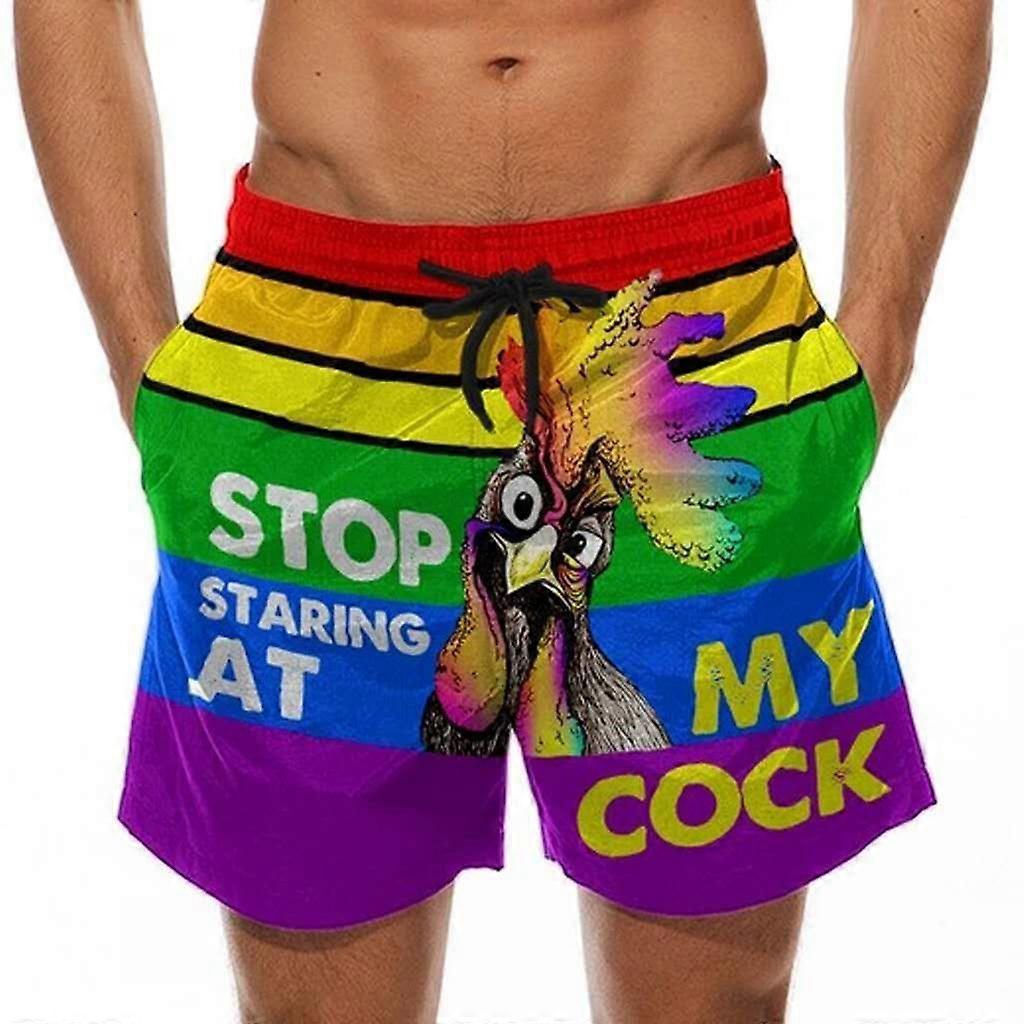 Stop Staring At My Banana Print Swimming Mens Beachwear Trunks Trouser Drawstring Elastic Waist Summer Holiday Shorts Pants