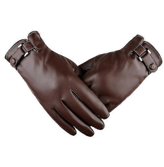 Mens Winter Autumn Pu Leather Touch Screen Gloves
