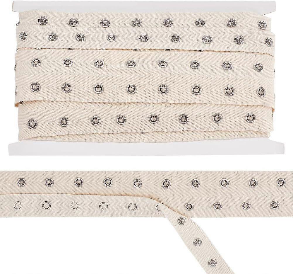 5 Yard Beige Wider Snap Tape Adjustable Sewing Snap Tape Trim 1.45inch Wide Cotton Snap Button Trim with 2 Rows Buttons Soft Cloth Sewing Snap for DIY