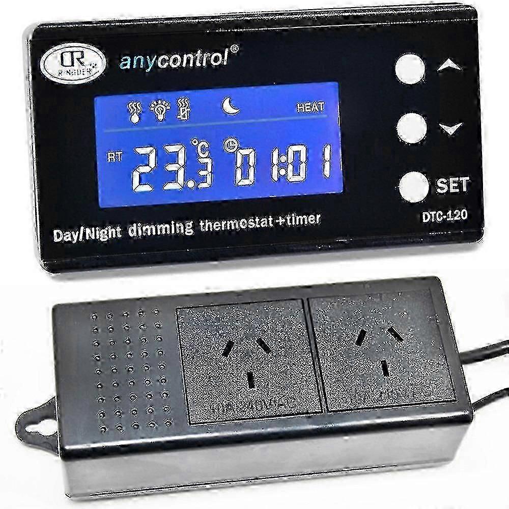 Thermostat numérique de température Dtc-120 pour aquarium Réservoir Day Dimming Thermostat avec prise de courant Régulateur Us plug