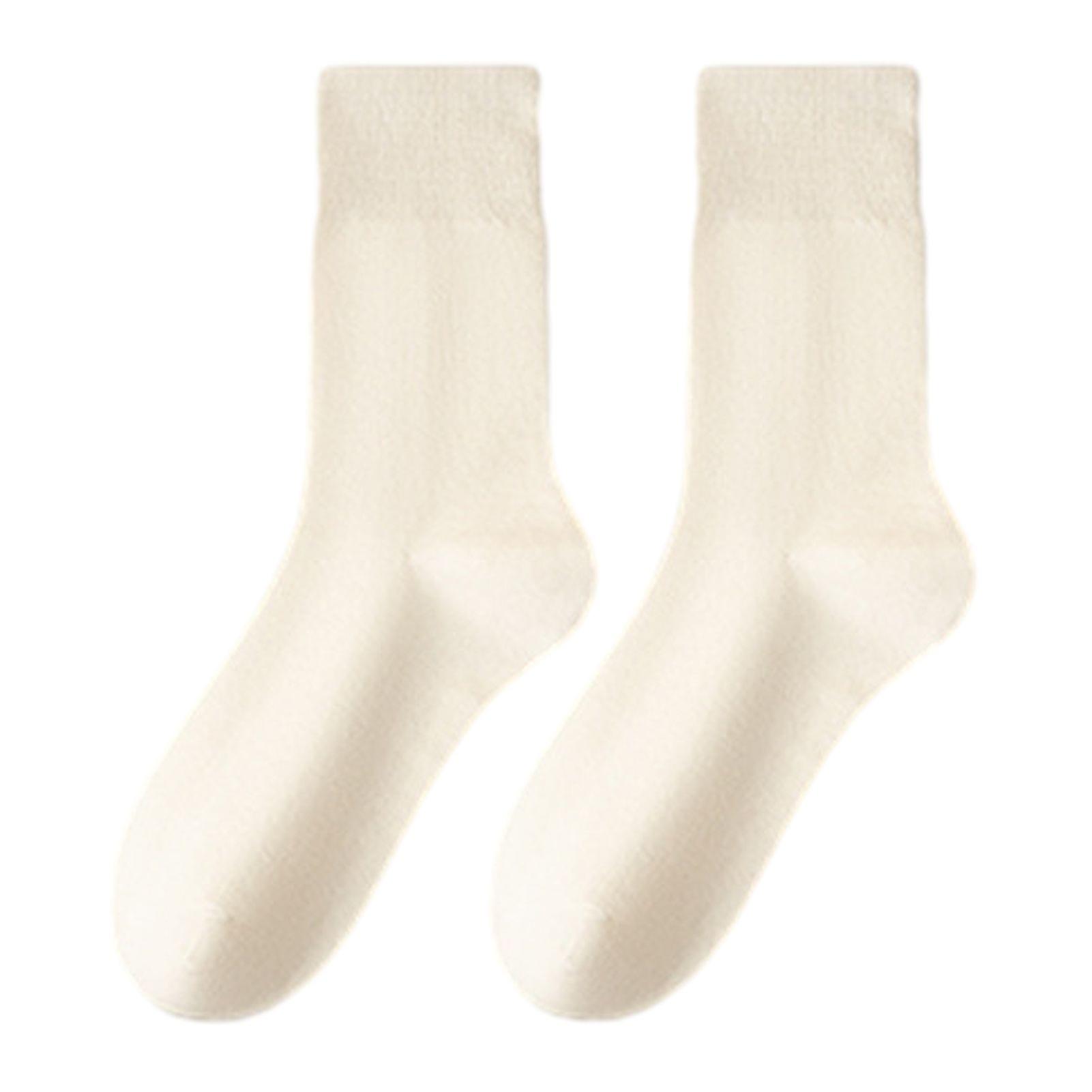 Women's Retro Mid-Calf Socks Warm Crew Socks Solid Color Cozy Stacking Socks No Pilling Soft Long Socks for Fall Winter