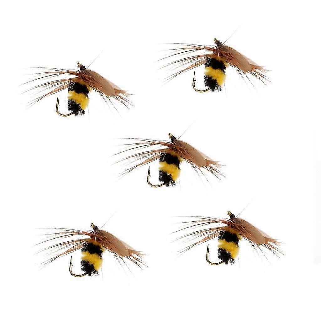 5Pcs Bumble Bee Nymph Trout Flies Fly Fishing Hook Bionic Bee Insect Baits