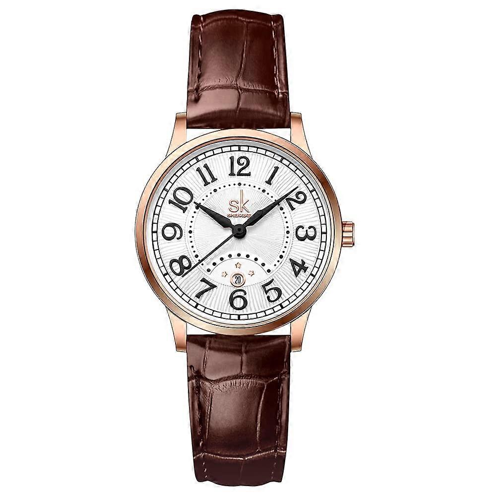 Women's analogue quartz watch with leather strap
