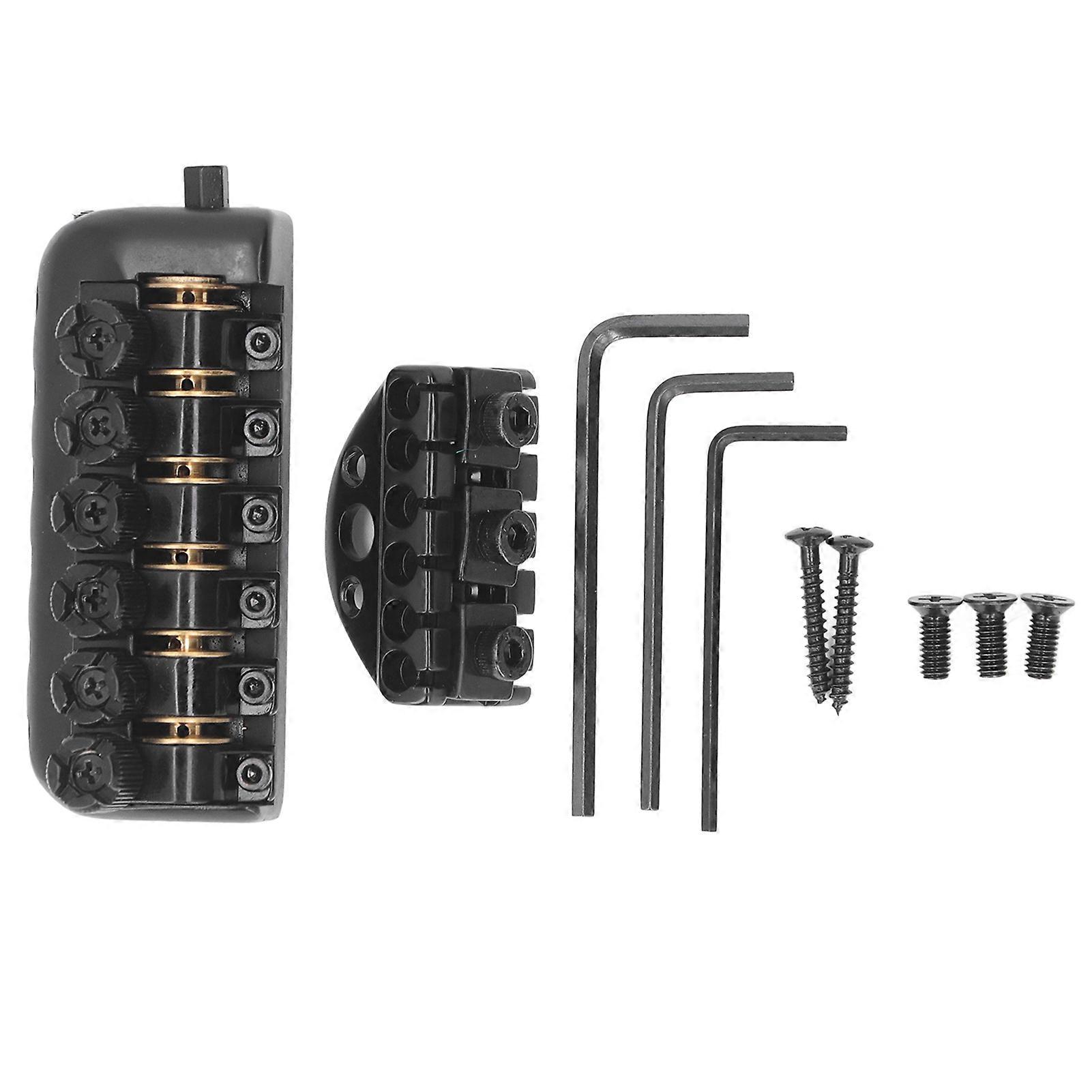 Headless Guitar Bridge Tailpiece 6 String Saddle with Worm Involved String Device Universal Accessories Black