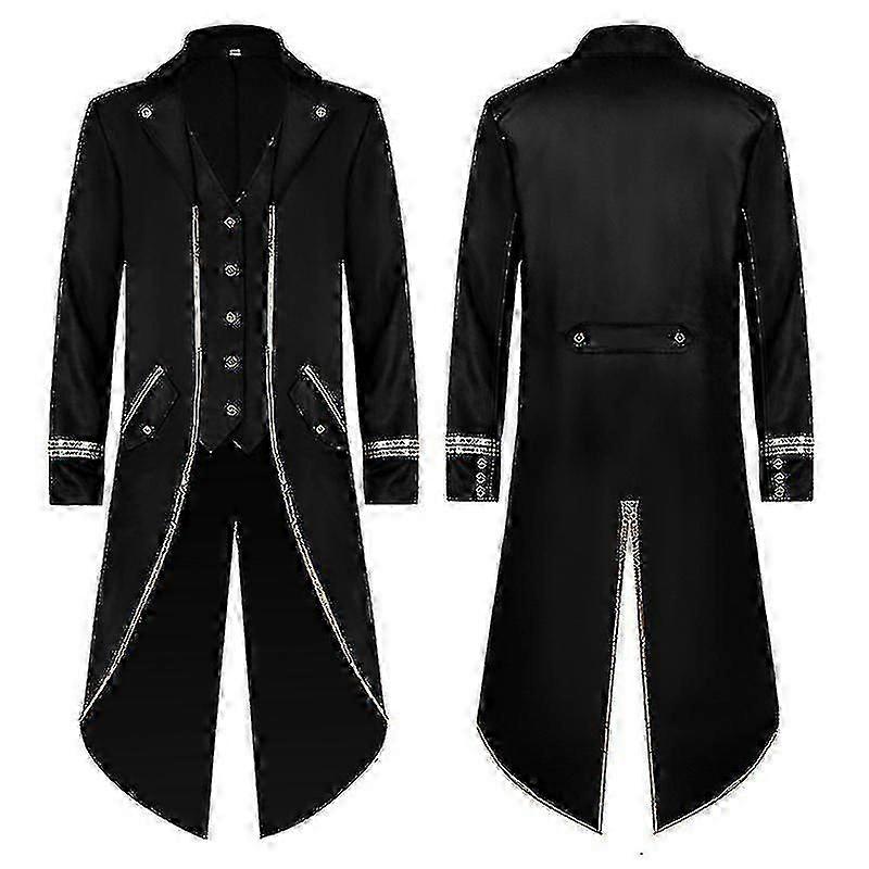 Mens Steampunk Tailcoat Jacket Vintage Victorian Coat Halloween Carnival Gothic Costume BSSM