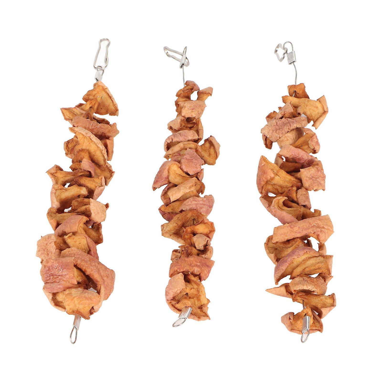 3pcs Guinea Pig Dried Apple Treats String Prevent Constipation Rich Nutrition Dried Apple Slices Chew Toys for Rabbits Long