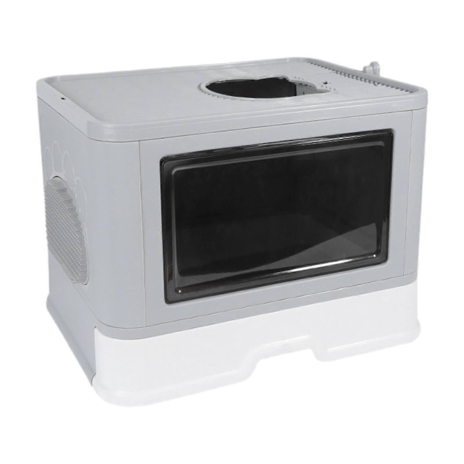 Enclosed Cat Box with Scoop Washable Box for Indoor Cats Grey