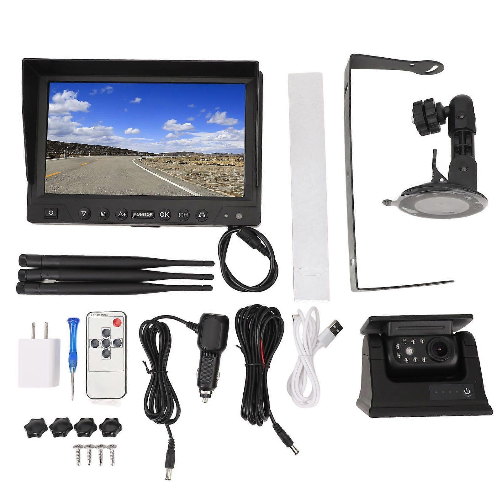 Magnetic Solar Backup Camera IP69 Waterproof 1080P Night Vision Wireless WiFi Trailer Rear View Camera System with 9 Inch Display For Truck RVs MK1407
