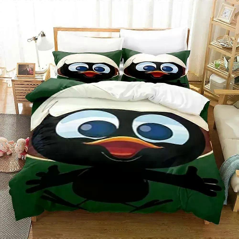 v1736 Prześcieradła Anime Cute Calimero Zestaw pościeli Poszwa na kołdrę Zestaw pościeli Poszewka na kołdrę Poszewka na poduszkę Pokołdra król Queen Size Chłopcy Zestaw pościeli dla dorosłych 3-częściowy B