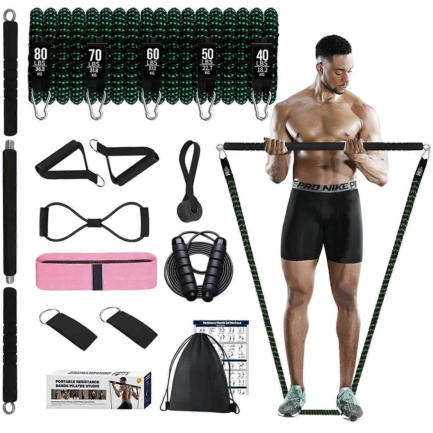 Nneoba Pilates Bar Kit With Resistance Bands Set Awo77703