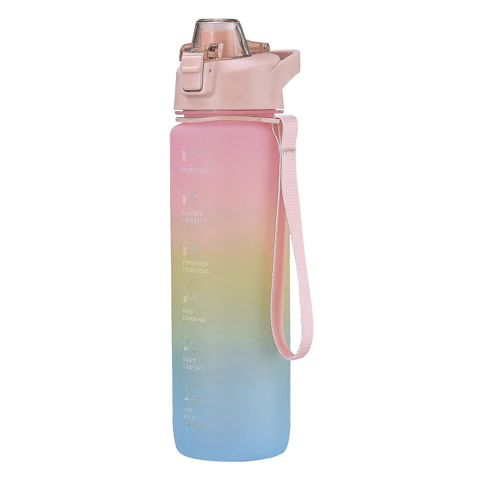 Gradient Plastic Water Cup 1000ml Large Capacity Frosted Casual Bottle