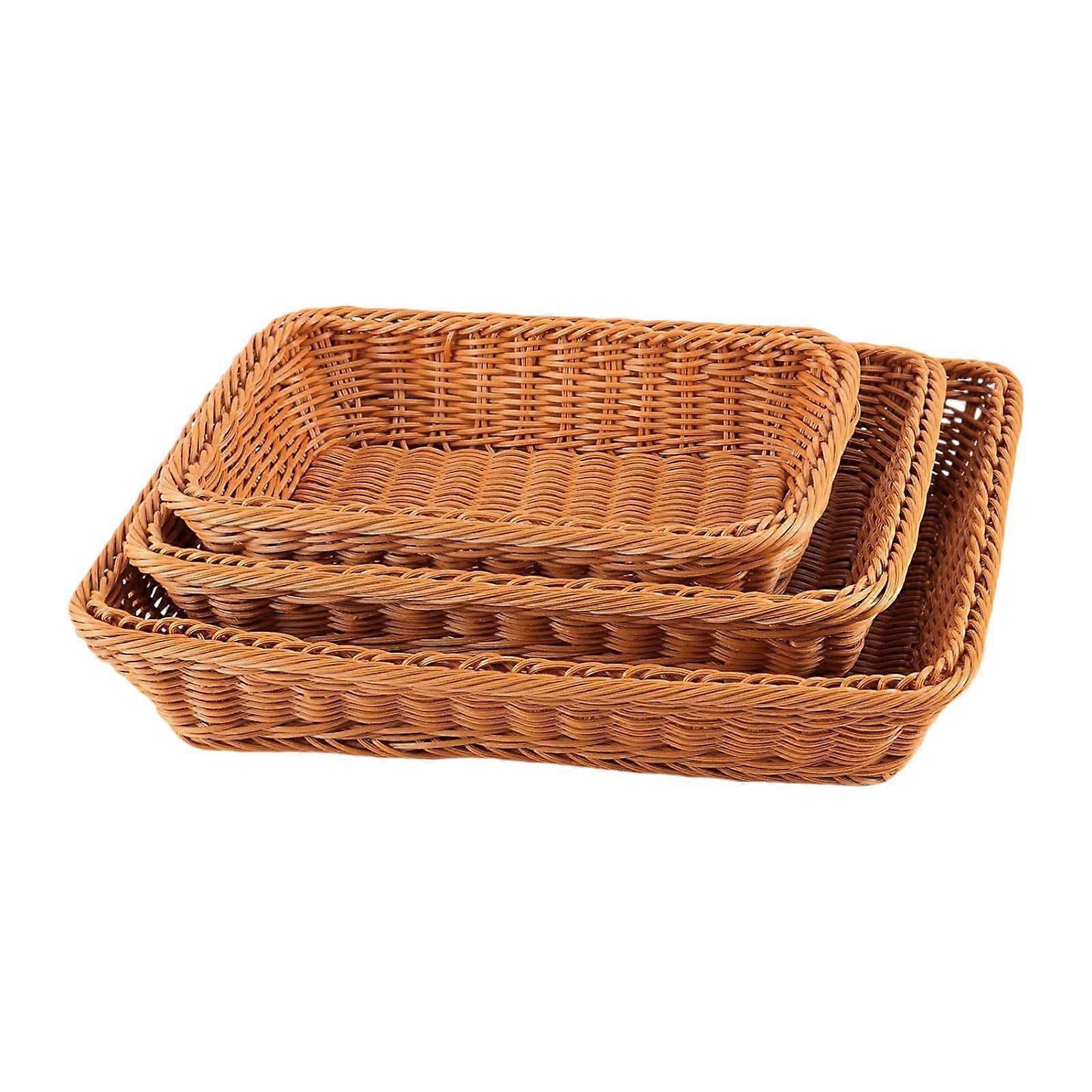 3x gewebter Brotkorb Dekor Servierkorb für Snacks Gemüse Wohnzimmer