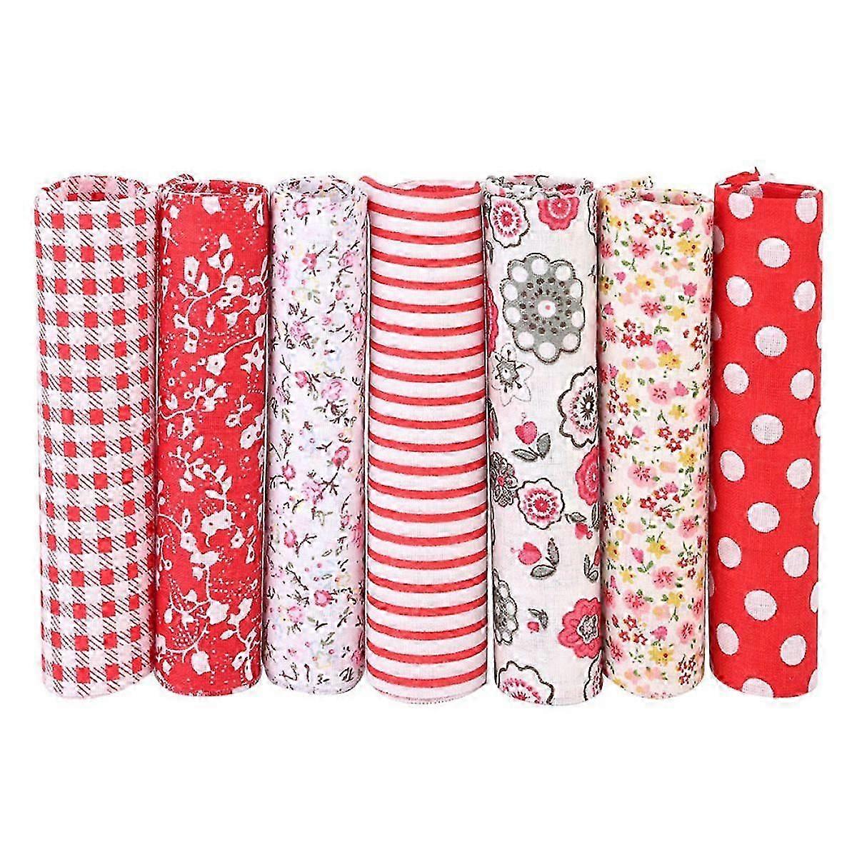 طقم أقمشة قطن مزيل زهور للحرف اليدوية، 7 قطع، 50x50 سم