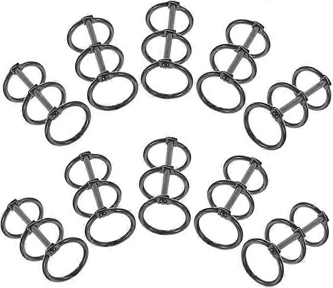 10Pcs Loose Leaf Folder 3 Ring Binder Rings Notebook Clip Book Rings Three Hole Binder Segmented Binder Book Rings Alloy Black