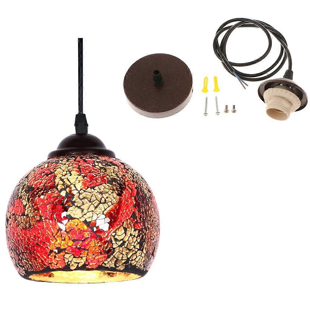 E27 Retro Hanging Light Mosaic Pendant Ceiling Lampshade Stained Glass 1#