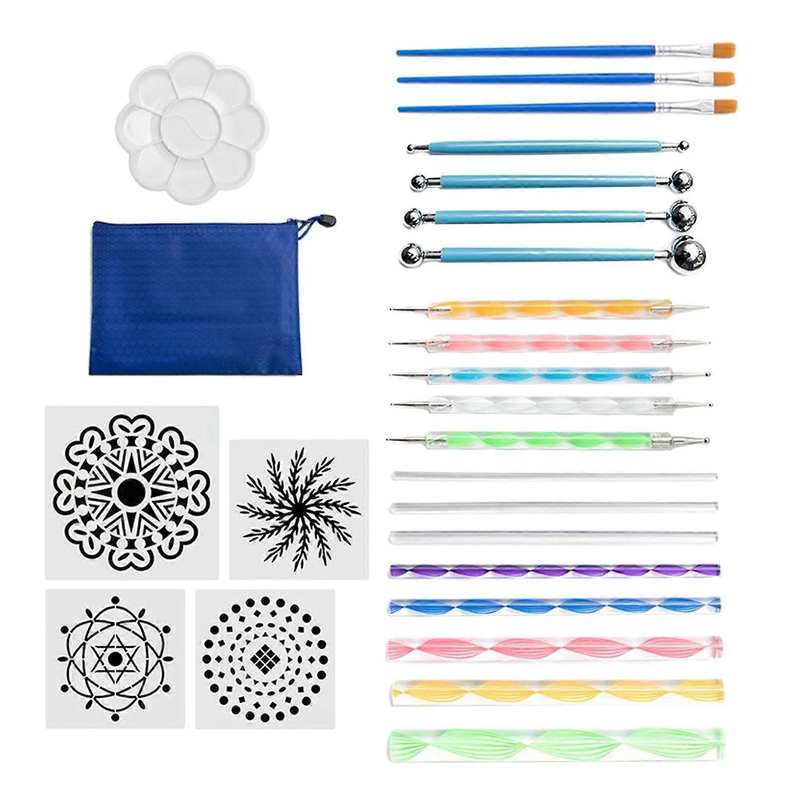25Pc Mandala Dotting Tools Set Mandala Rocks Painting Kit, Stencil, Mandala