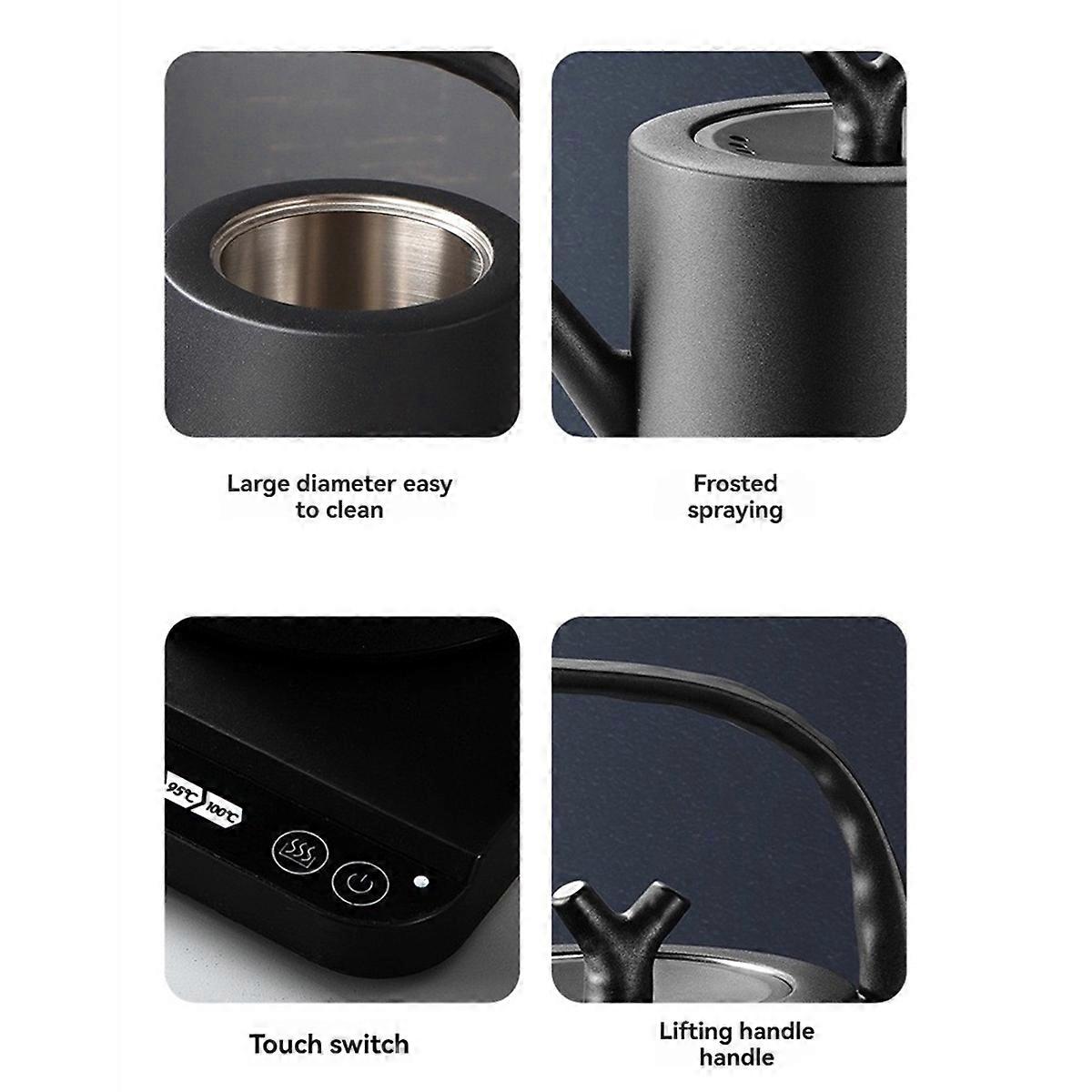 1.0 L Gooseneck Electric Kettle 6Temperature Settings 1000W Boiling Kettle for Coffee/Tea/Oatmeal, Free A EU Plug