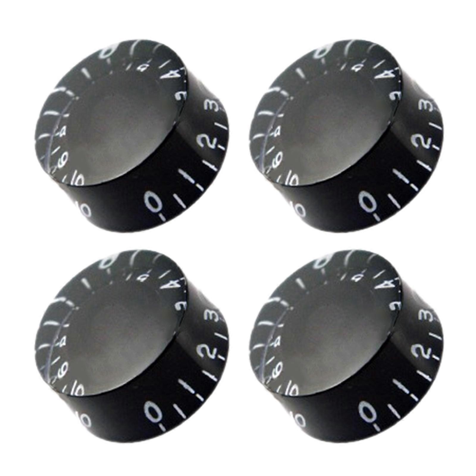 4Pcs Bass Effect Button Control Knobs Turning Knobs Bass Knobs Guitar Knobs Potentiometer Guitar Turn Knobs Replacements  black white text