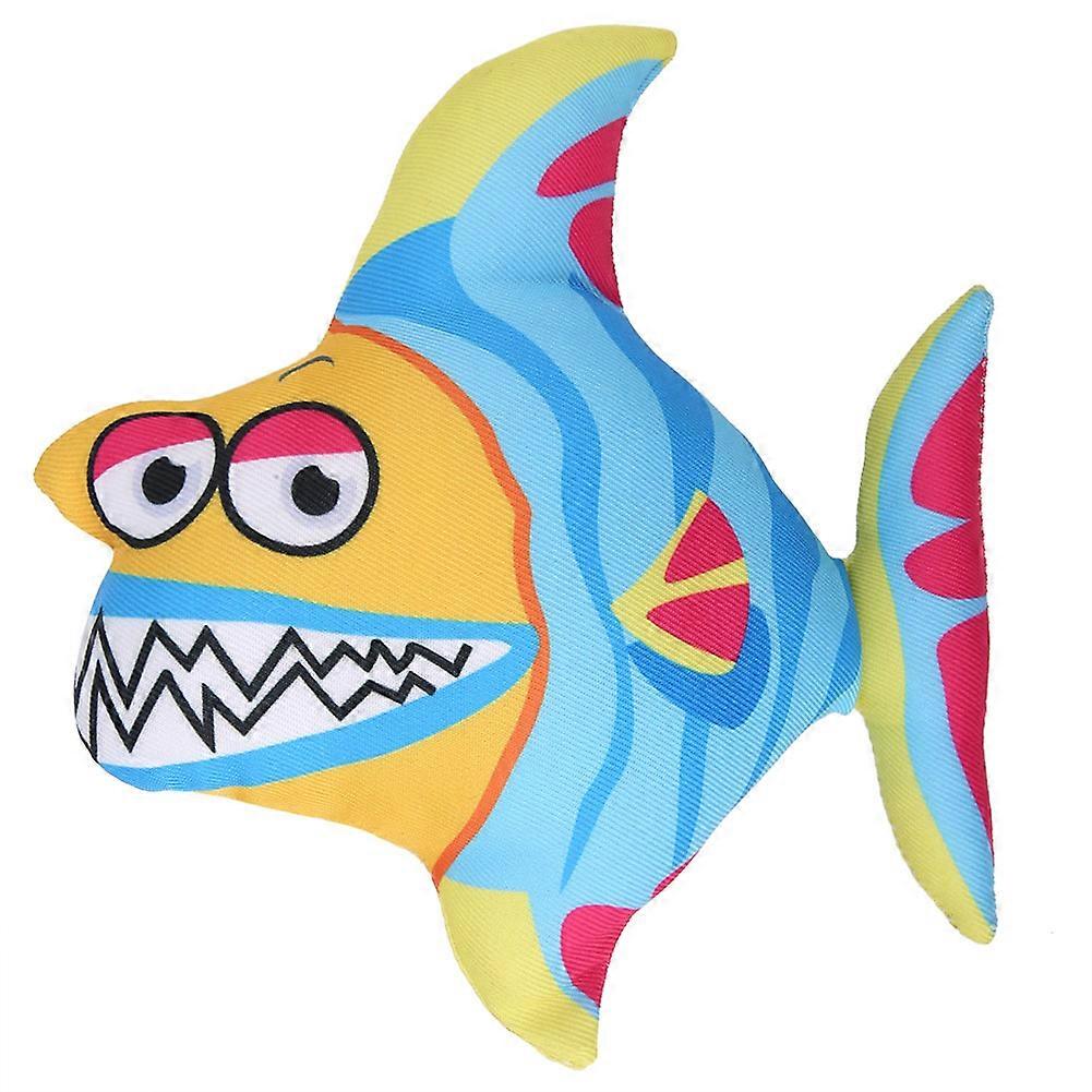 Cartoon Catnip Fish Shaped Cat Teaser Exerciser Toy Pet Playing Interactive Toys (Blue+Yellow)