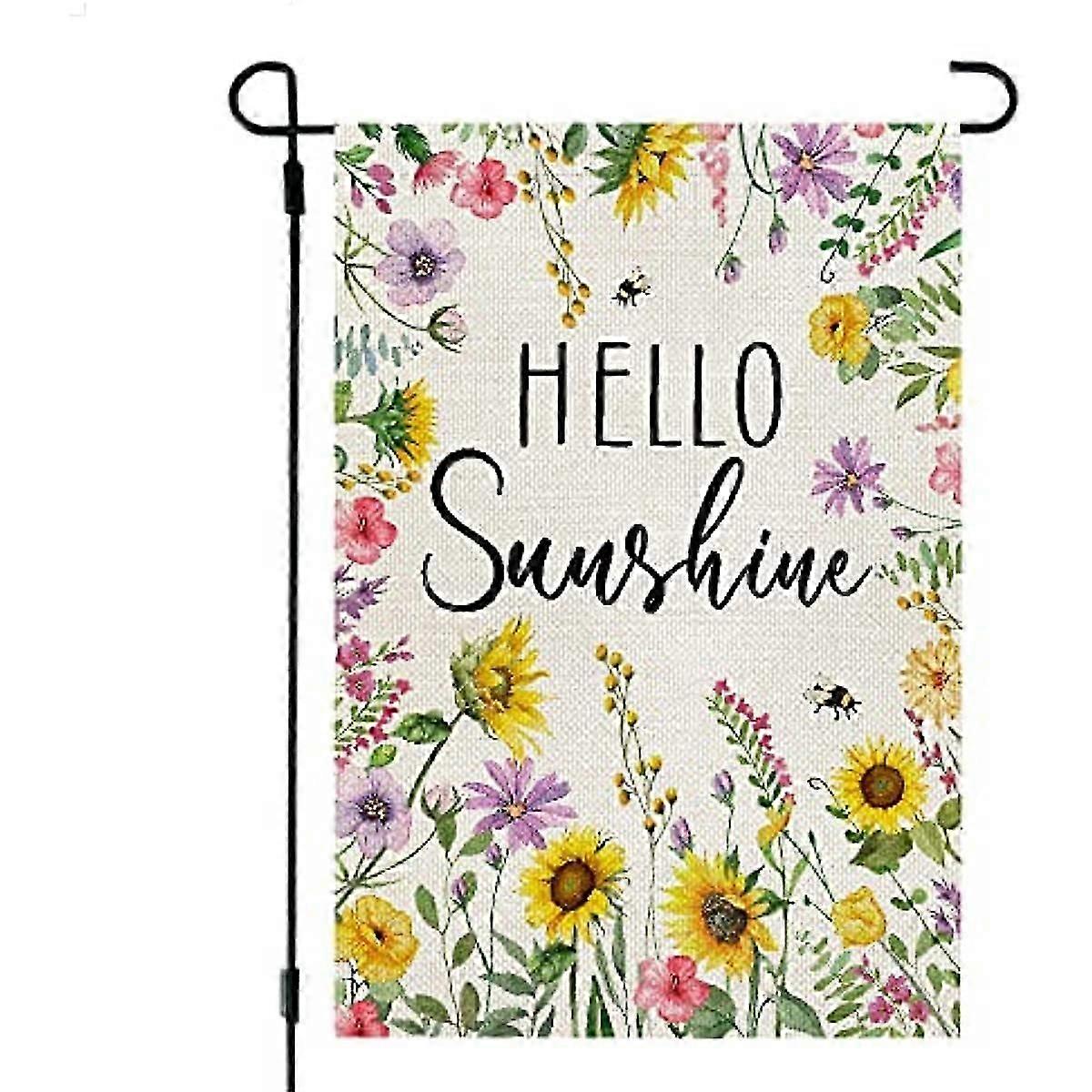Hello Sunshine Burlap Small Yard Flag