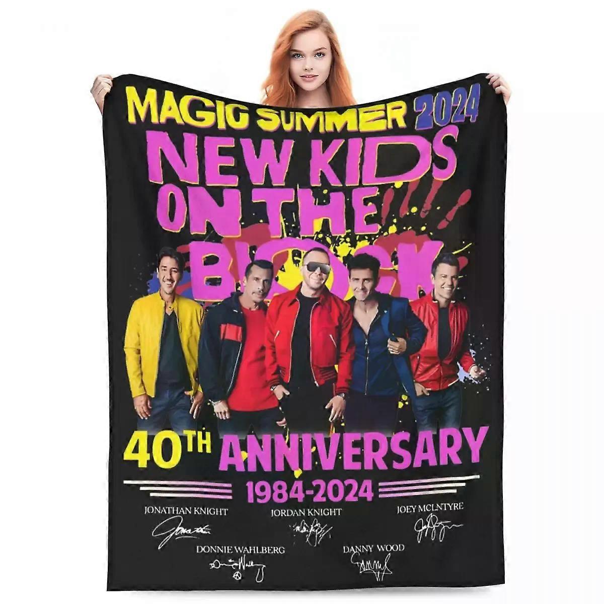New Kids On The Block Tour 2024 Blanket Coral Fleece Plush Print NKOTB Rock Band Cozy Soft Throw Blankets for Sofa Couch Quilt