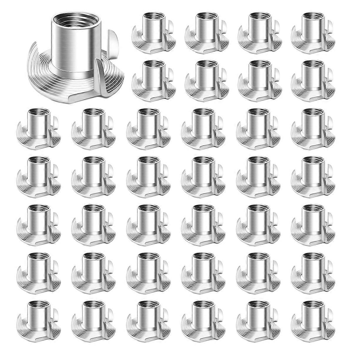 100pcs 1/4-20 Nuts, 4 T-Nuts Threaded Nuts 1/4-20 Inch