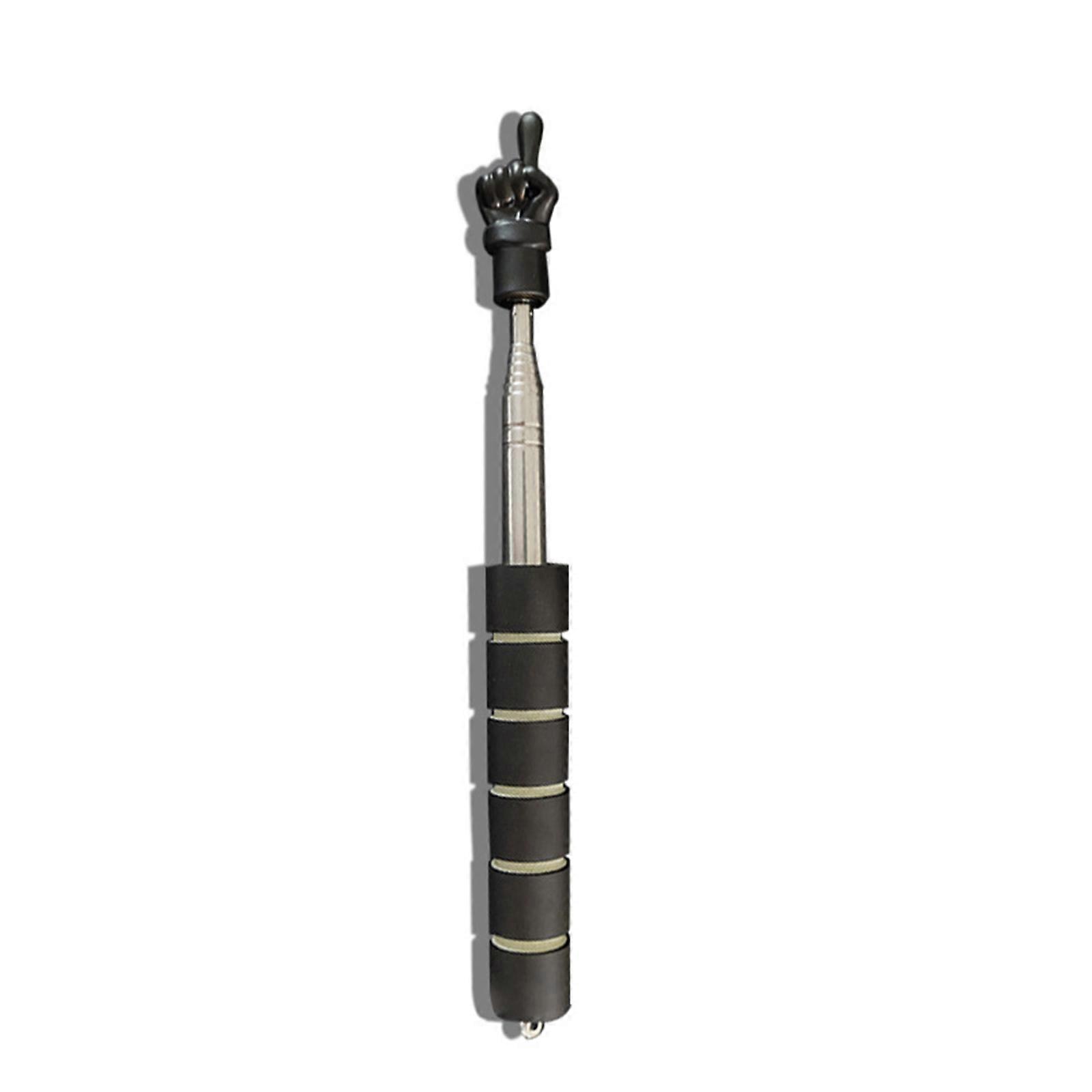 Telescopic Finger Pointer Stick Retractable Teacher Pointer Stick with Lanyard for Presentation Teaching Lecture Office black