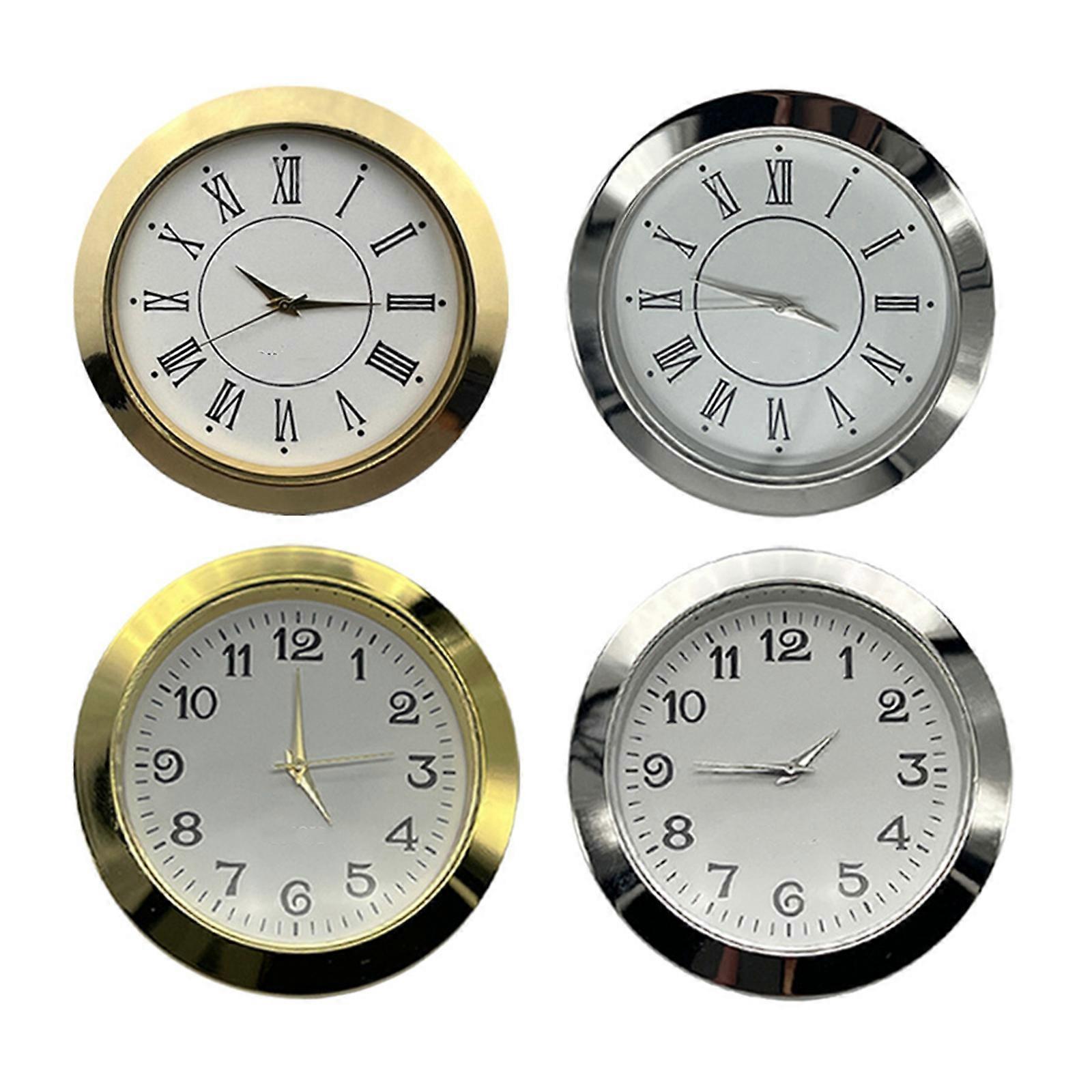 4Pieces 55mm Diameter Quartzs Clock Head Inserts with Arabic or Roman Numerals for Clock Repair Part Replacement