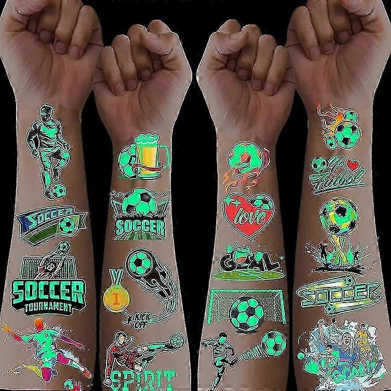 2025 Φωτεινό προσωρινό τατουάζ για παιδιά, 10 φύλλα φωτεινή μπάλα ποδοσφαίρου προσωρινό