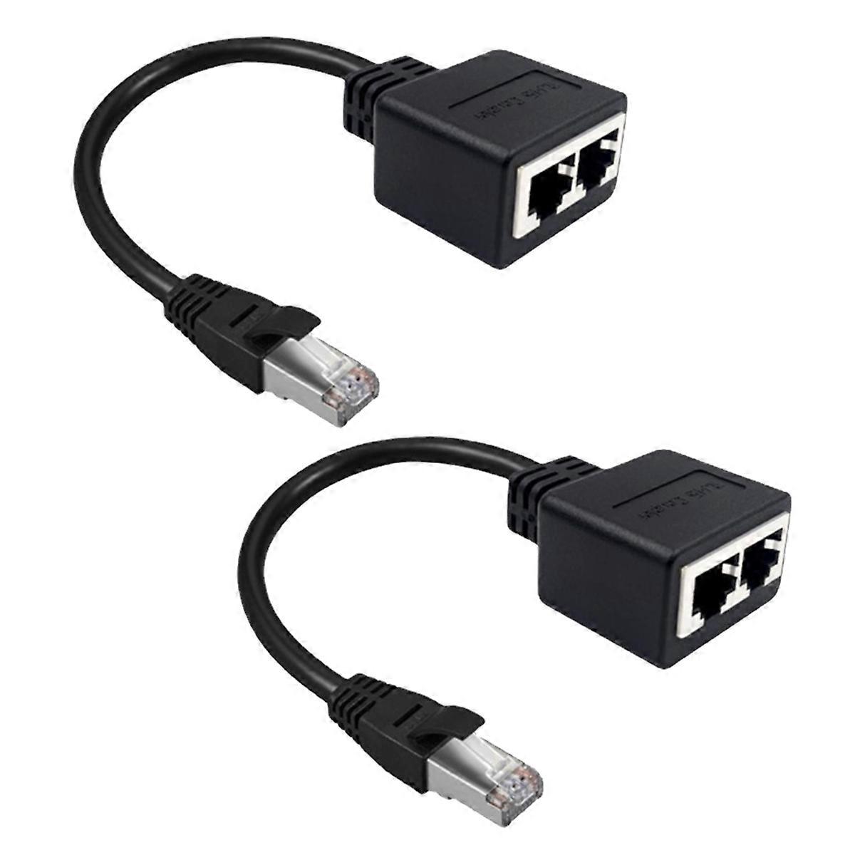 2Pc 1 in 2 Ethernet Lan Network Adapter Cable RJ45 1 Male To 2 Female