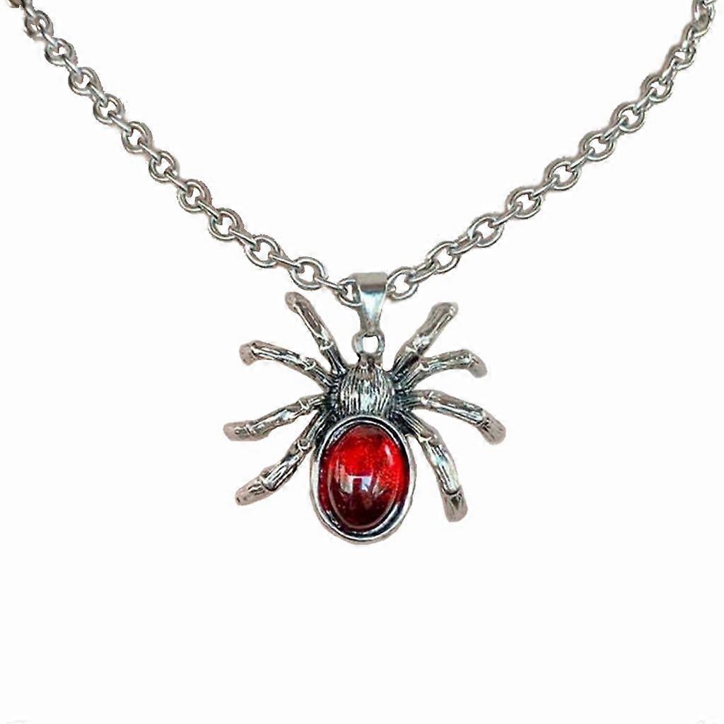Gothic Red Crystal Spider Pendentif Collier Punk Rock Silver Chains Colliers