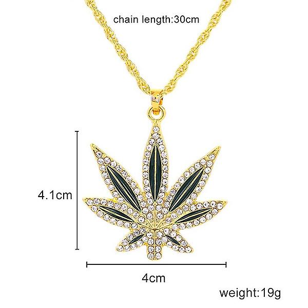 Hip Hop Big Maple Leaf Diamond Pendant Necklace