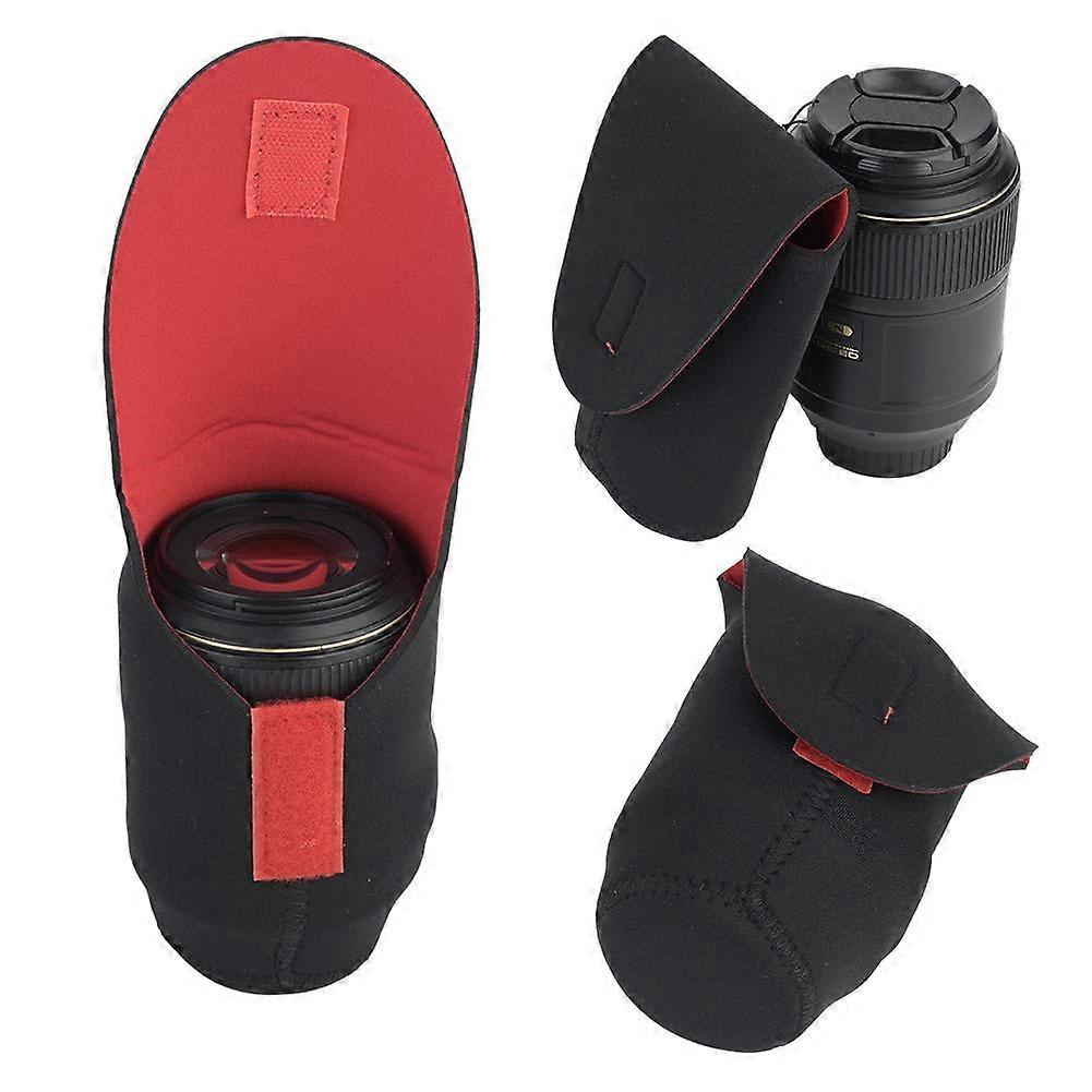 Camera Lens Pouch Bag Case Set 5-Pack SLR Camera Lens Storage Bags Black Neoprene Protective Shockproof Case