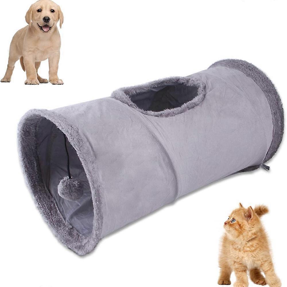 Rabbit Tube Cat Toy, Cat Agility Tunnel, Foldable Play Tunnel Made of Suede for All Cats and Small Animals,