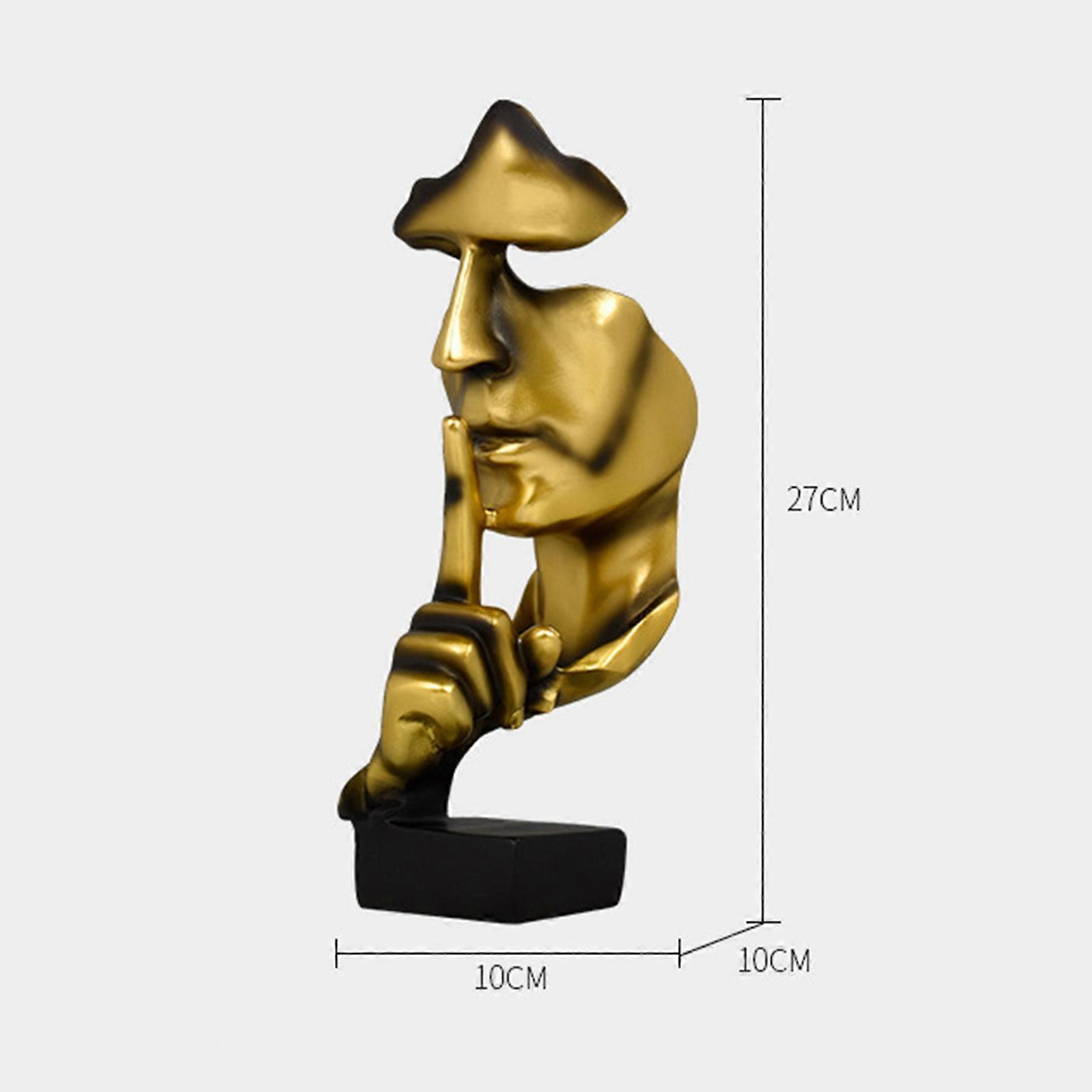 Thinker Statue Vivid Shape Compact Synthetic Resin Attractive Decorative Silence Is Golden Figurine for Home Dark Gold 