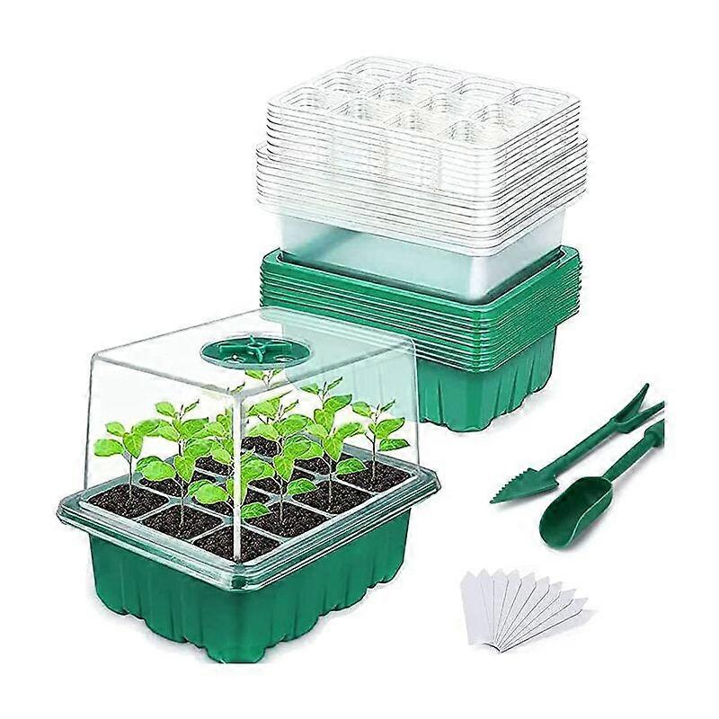 Seedling Box Three-Part Planting Box (Green, 10 Packs)