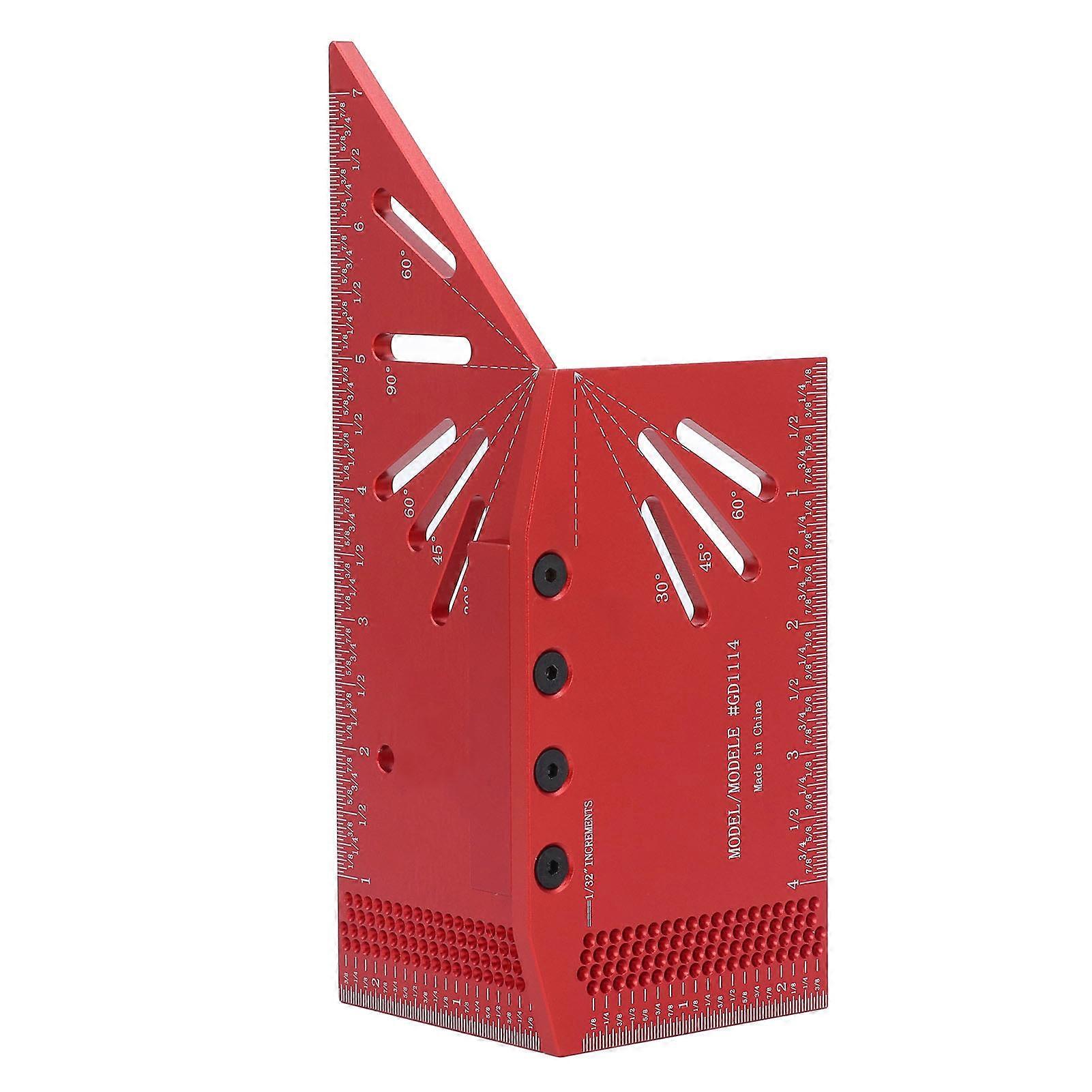 3D Multi Angle Measuring Imperial Scale 30 45 60 90 Degree Scribing Ruler Woodworking Square Protractor
