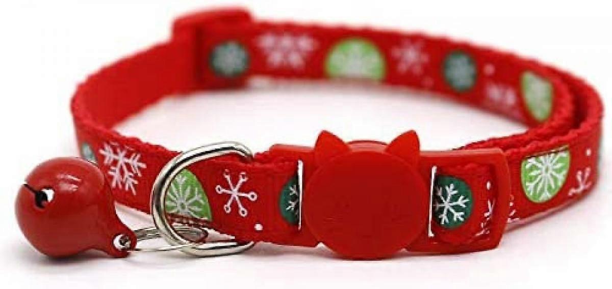 Xmas Pet Collar, Adjustable Christmas Cat Collar with Jingle Bell, Snowflake Pattern Neck Ring | Cute Fashion Nylon Bow Tie for Small Pet Cat Puppy
