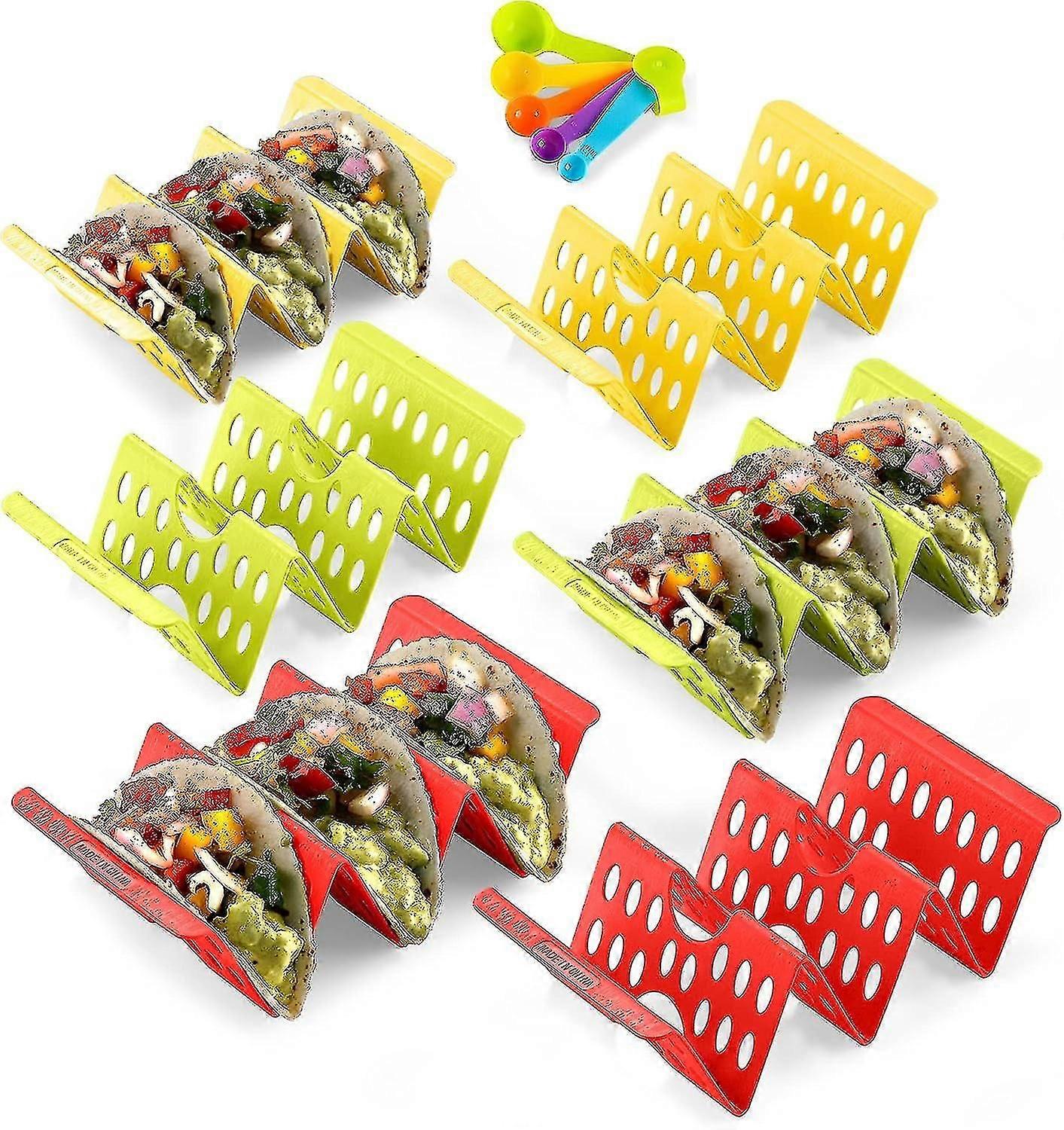Colorful Taco Holders Set Of 6, Large Taco Stands For 3 Tacos Or 2, Street Taco Tray Holder Stand, Pp Health Material, Dishwasher Microwave