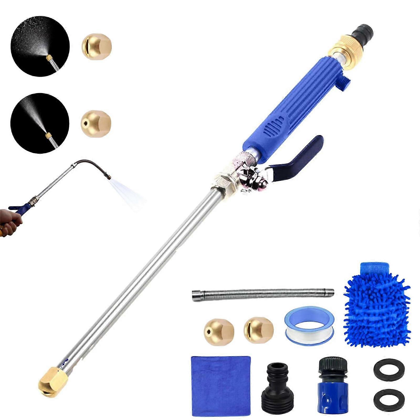 High Pressure Hose Nozzle 3000 PSI for Garden Hose - 2-in-1 Power Washer Jet Nozzle for Car Washing and Patio Cleaning (Blue, 1 Pc)