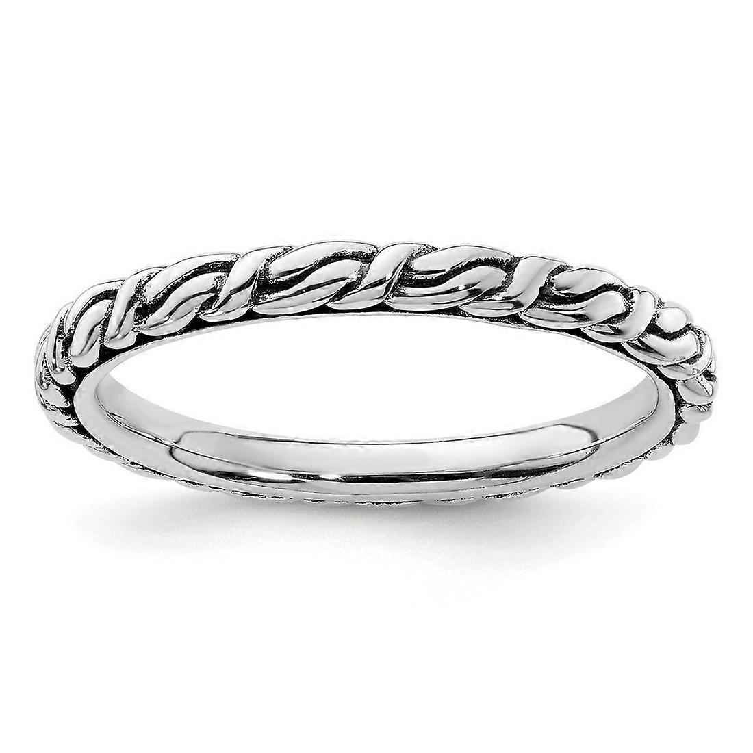 925 Sterling Silver Stackable Oxidized Patterned Ring-Stackable-Ring for Women - Ring Size: 5 to 10