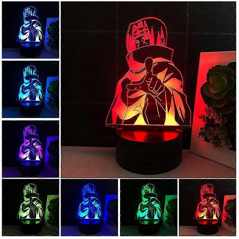 Anime Naruto Uzumaki Led Gece Lambası Ekibi 7 Sasuke Kakashi Hatake Çocuk 3D Lamba