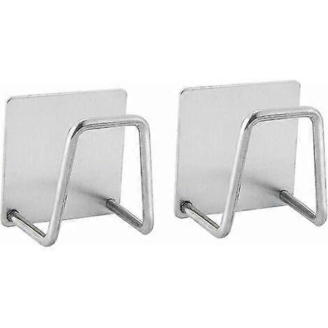 2 Self-Adhesive Sponge Holders, for Kitchen, No Drilling Installation, Stainless
