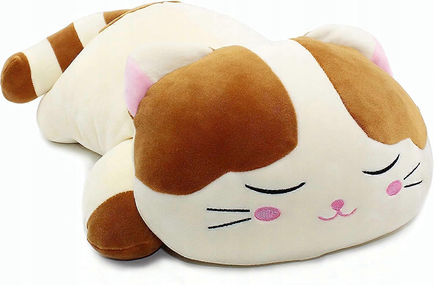 Sleeping Cat Pillow Stuffed Animals Plush Brown 40cm