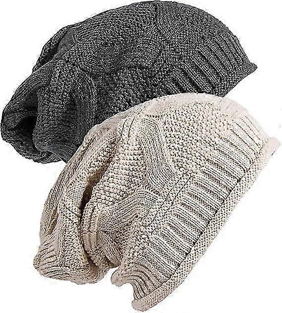 2 Pack Womens Slouchy Beanie Winter Knit Soft Hat for Women and Men Edition